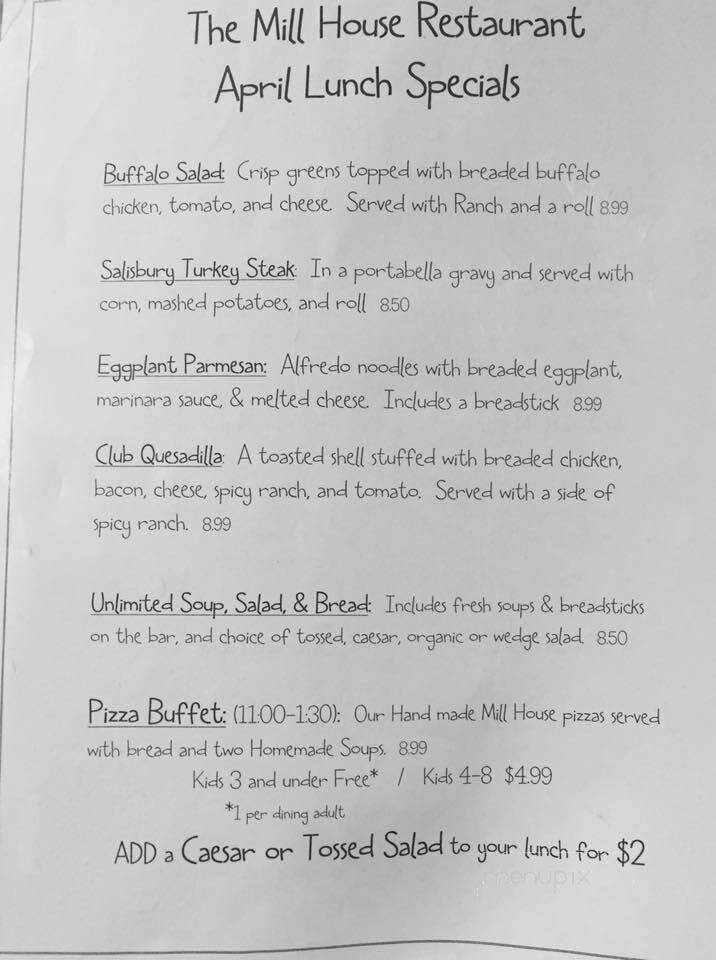 Millhouse Restaurant - Jasper, IN menu_pic