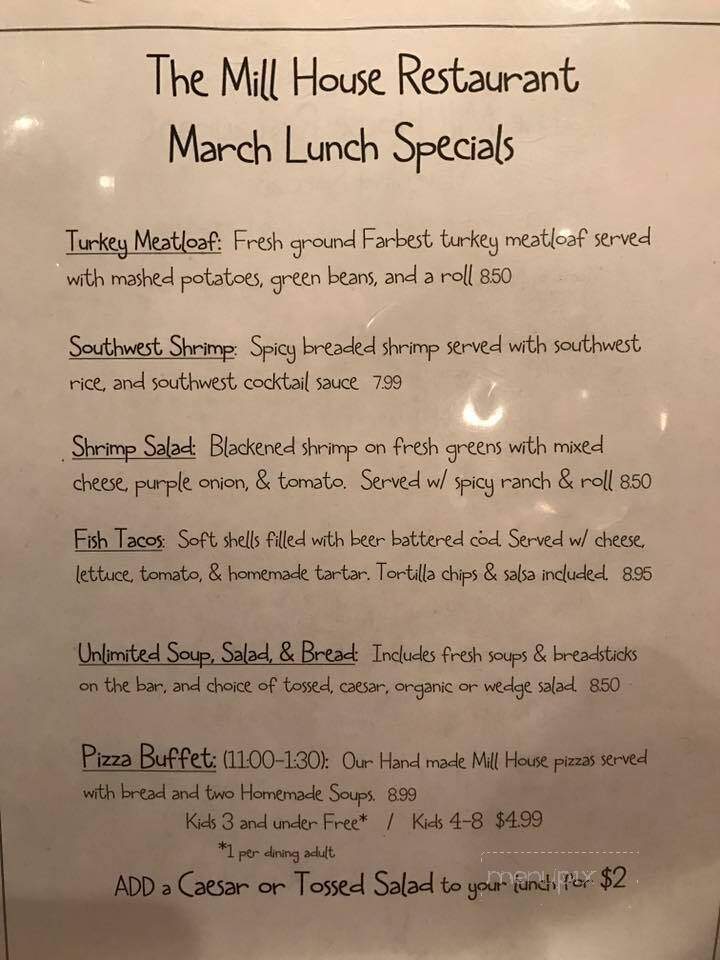 Millhouse Restaurant - Jasper, IN menu_pic