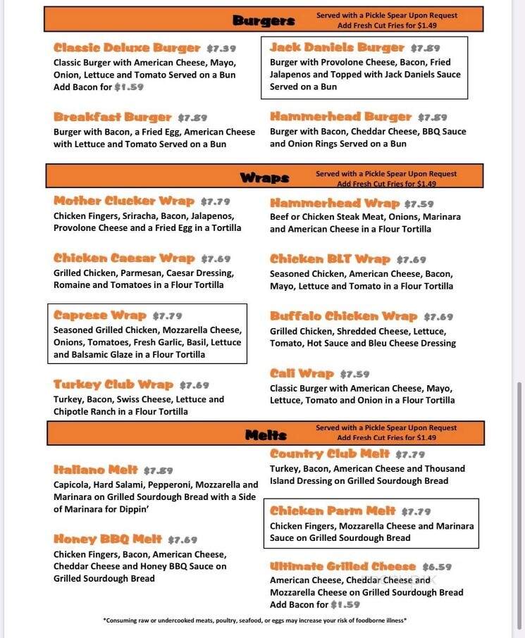 Hammerhead Lounge - Northampton, PA menu_pic