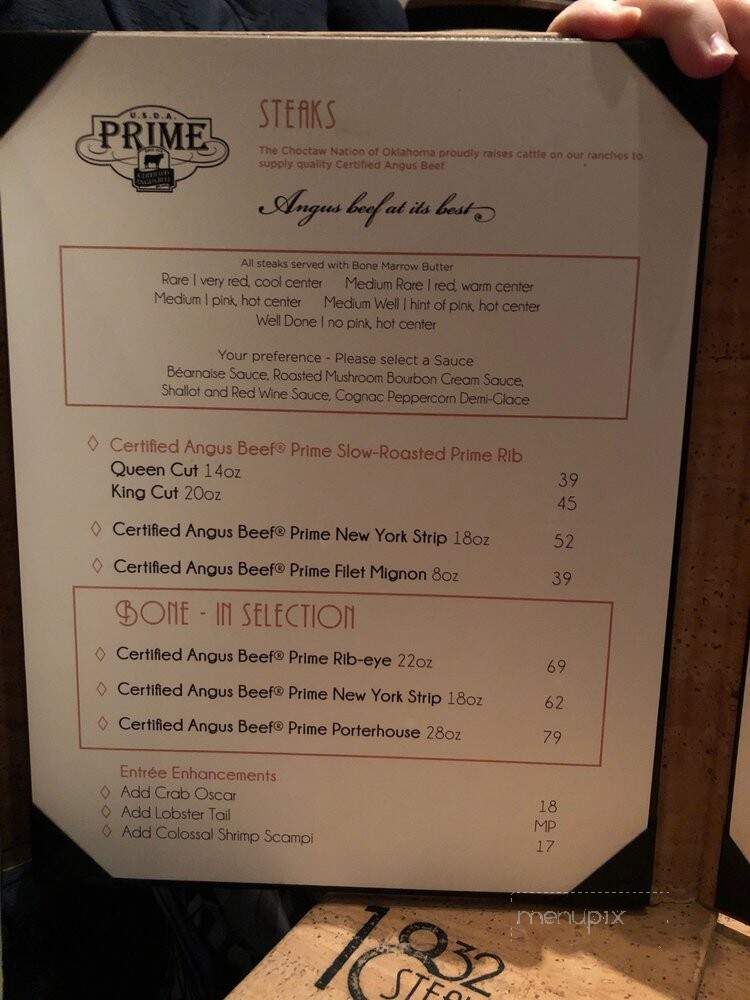 1832 Steakhouse - Durant, OK menu_pic