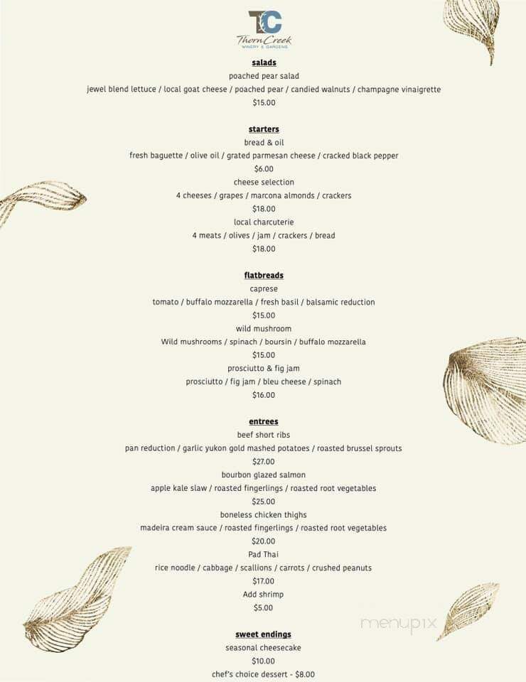 Thorncreek Winery & Gardens - Aurora, OH menu_pic