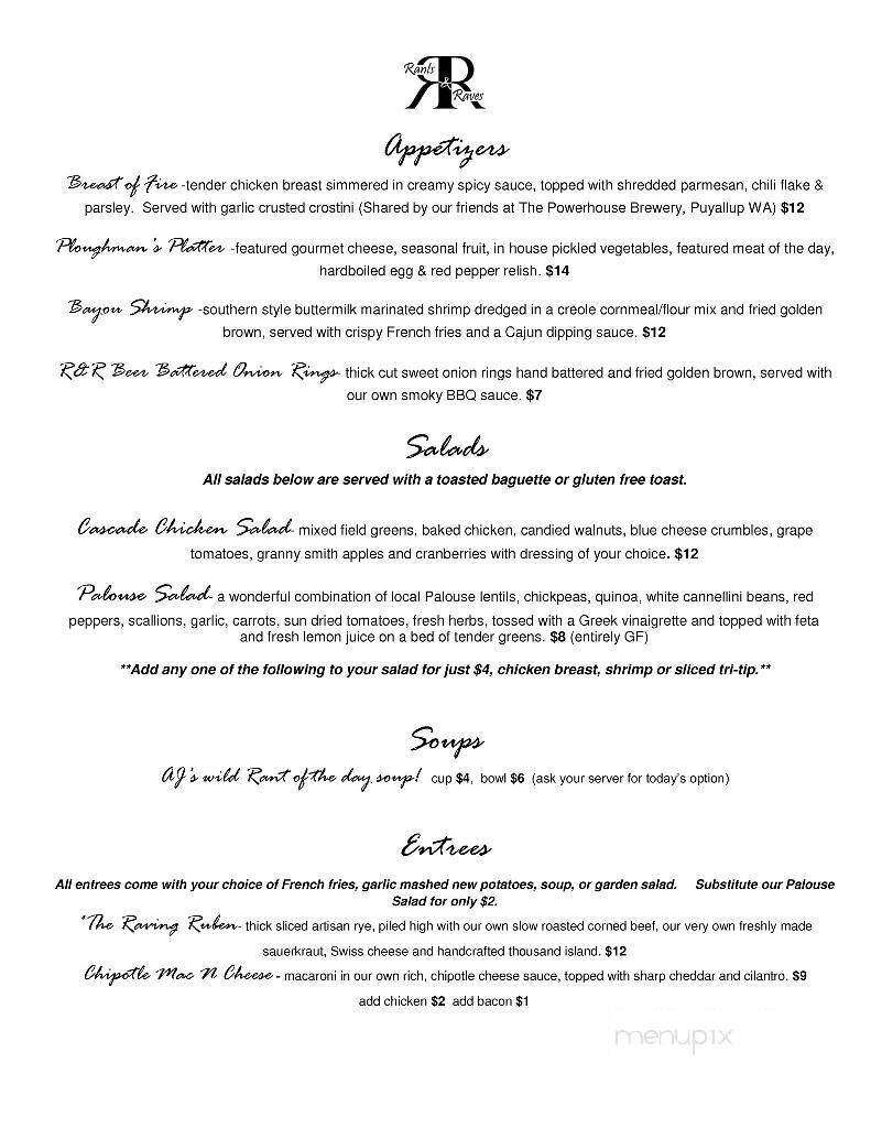 Rants & Raves Brewery - Moscow, ID menu_pic