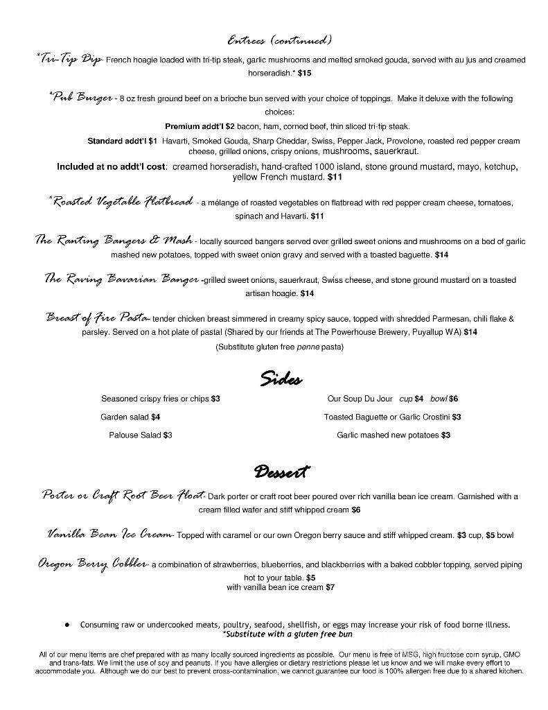 Rants & Raves Brewery - Moscow, ID menu_pic
