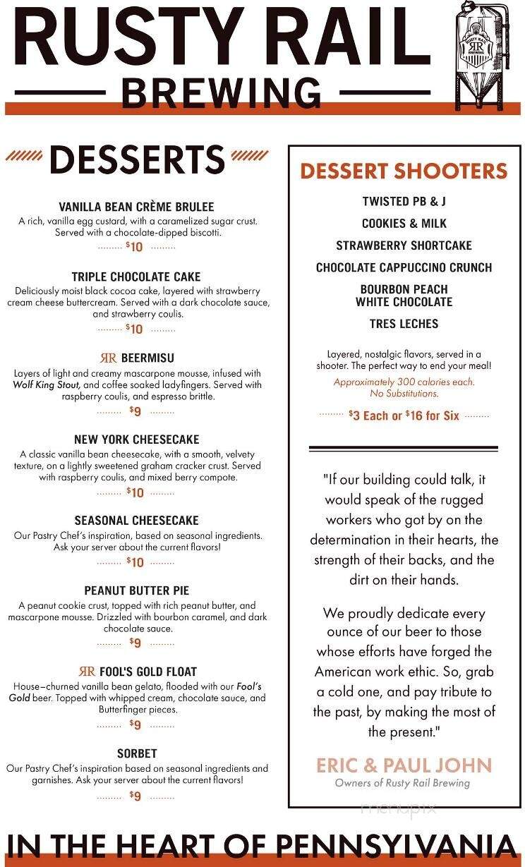 Rusty Rail Brewing Company - Mifflinburg, PA menu_pic