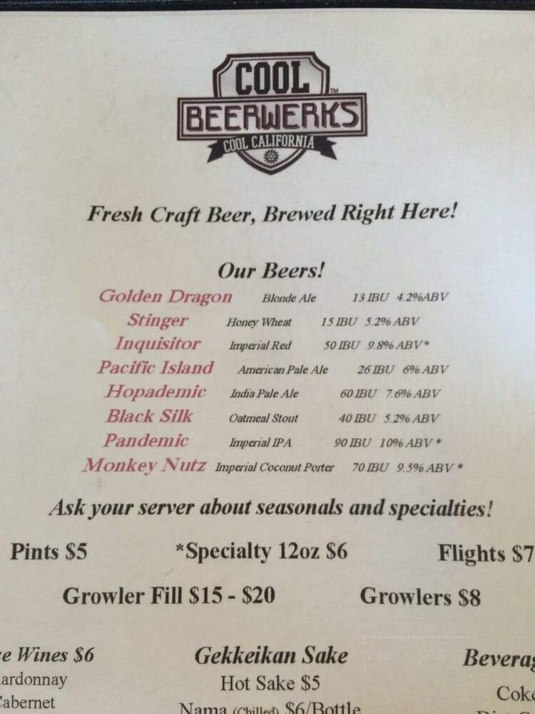 Cool Beerwerks - Cool, CA menu_pic