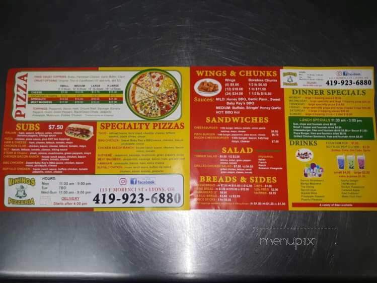 Viking Pizzeria - Lyons, OH menu_pic