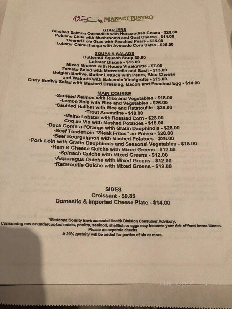 Vincent's Market Bistro - Phoenix, AZ menu_pic