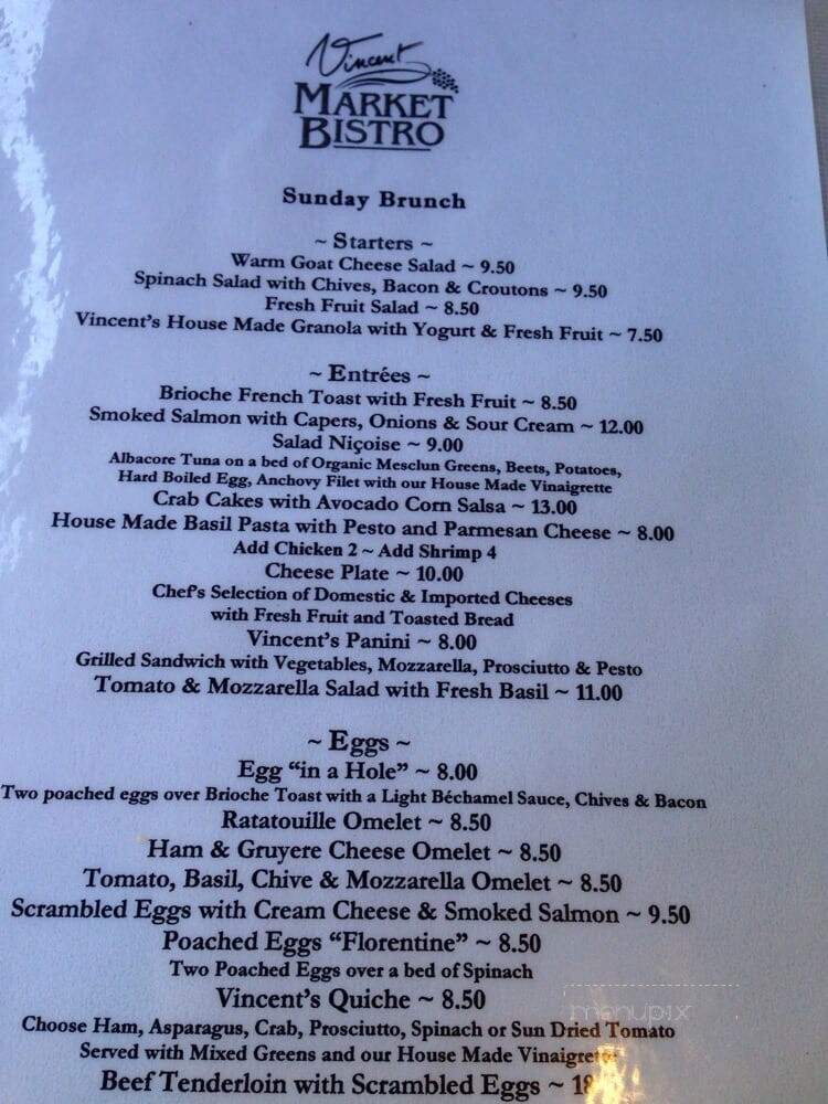 Vincent's Market Bistro - Phoenix, AZ menu_pic