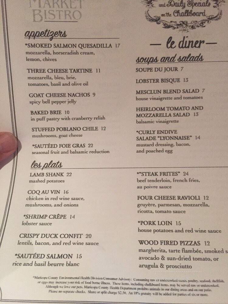 Vincent's Market Bistro - Phoenix, AZ menu_pic