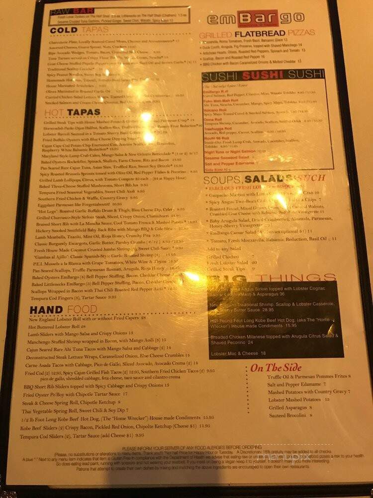Embargo - Hyannis, MA menu_pic