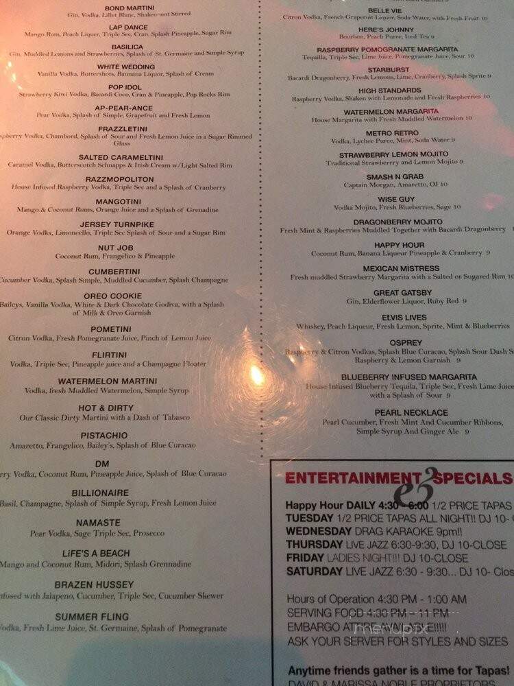 Embargo - Hyannis, MA menu_pic