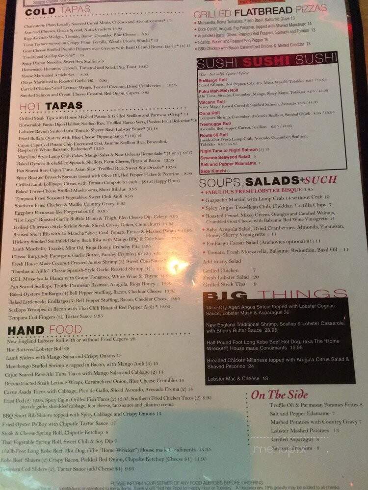 Embargo - Hyannis, MA menu_pic