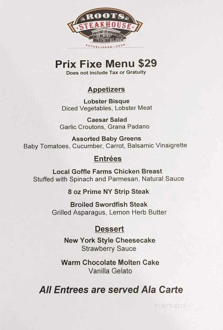 Roots Steakhouse - Morristown, NJ menu_pic