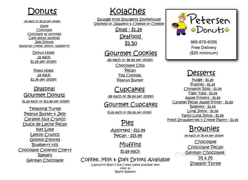 Petersen Donuts - Houma, LA menu_pic
