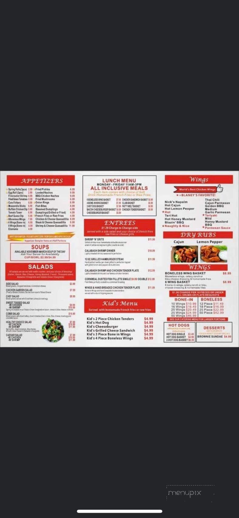Blaney Wings Ale - Elgin, SC menu_pic
