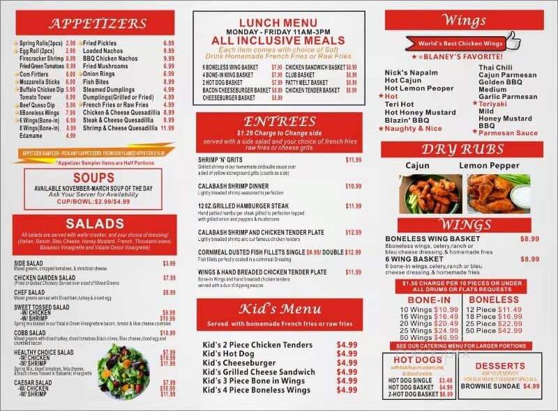 Blaney Wings Ale - Elgin, SC menu_pic