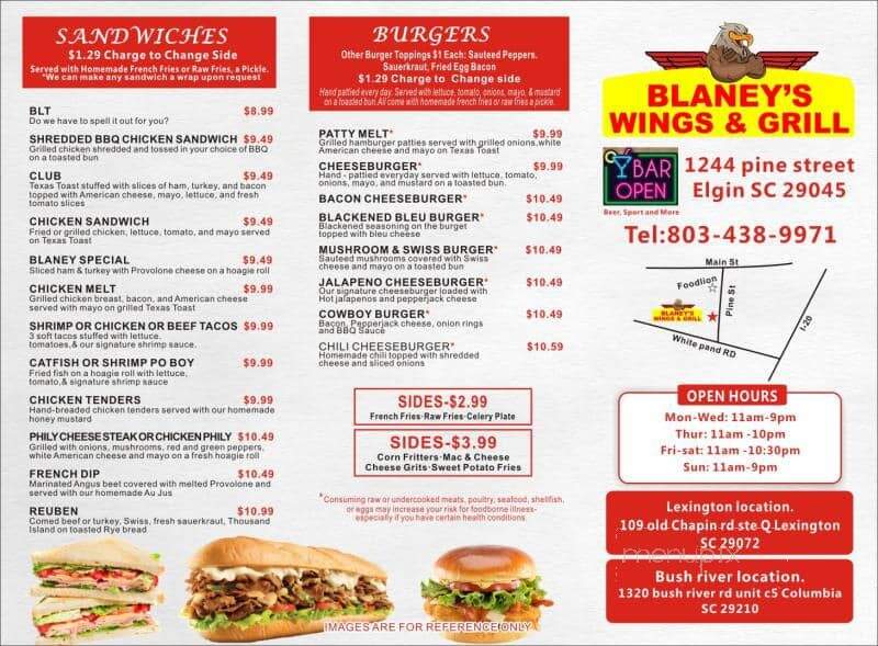Blaney Wings Ale - Elgin, SC menu_pic
