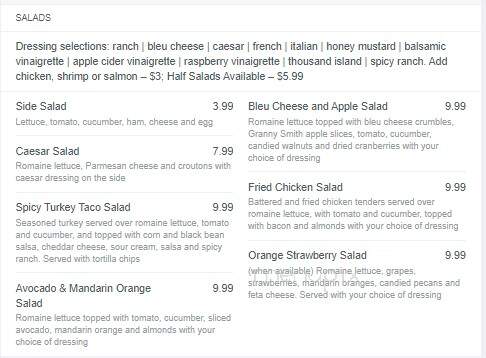 Gatehouse Restaurant - Pickens, SC menu_pic