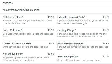 Gatehouse Restaurant - Pickens, SC menu_pic