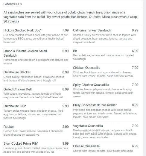 Gatehouse Restaurant - Pickens, SC menu_pic