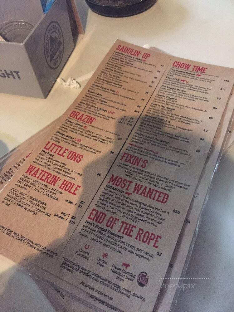 Rattlesnake Saloon - Tuscumbia, AL menu_pic