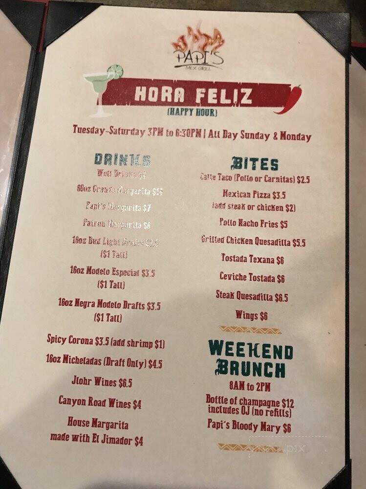 Papi's Mex Grill - Fresno, CA menu_pic