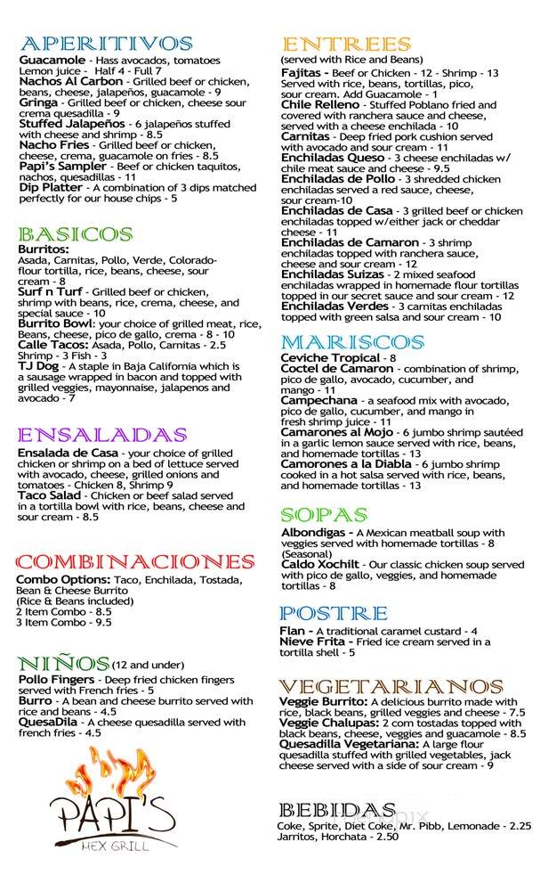 Papi's Mex Grill - Fresno, CA menu_pic