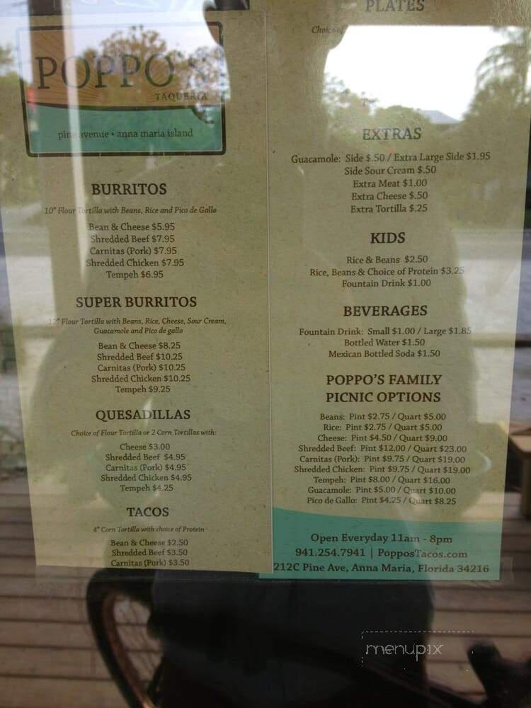 Poppo's Taqueria - Anna Maria, FL menu_pic