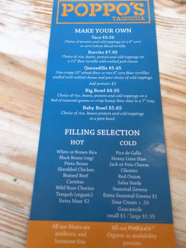 Poppo's Taqueria - Anna Maria, FL menu_pic