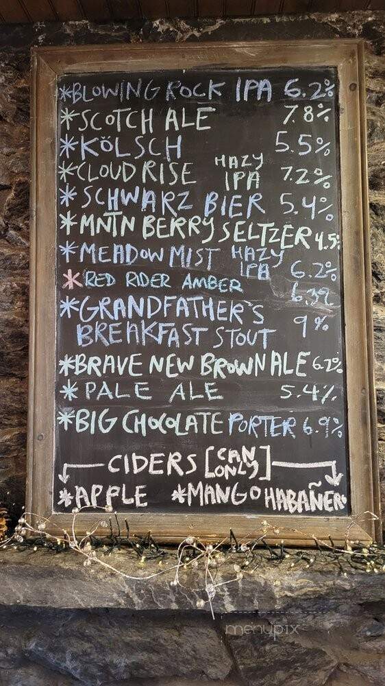 Blowing Rock Brewing Co. - Blowing Rock, NC menu_pic