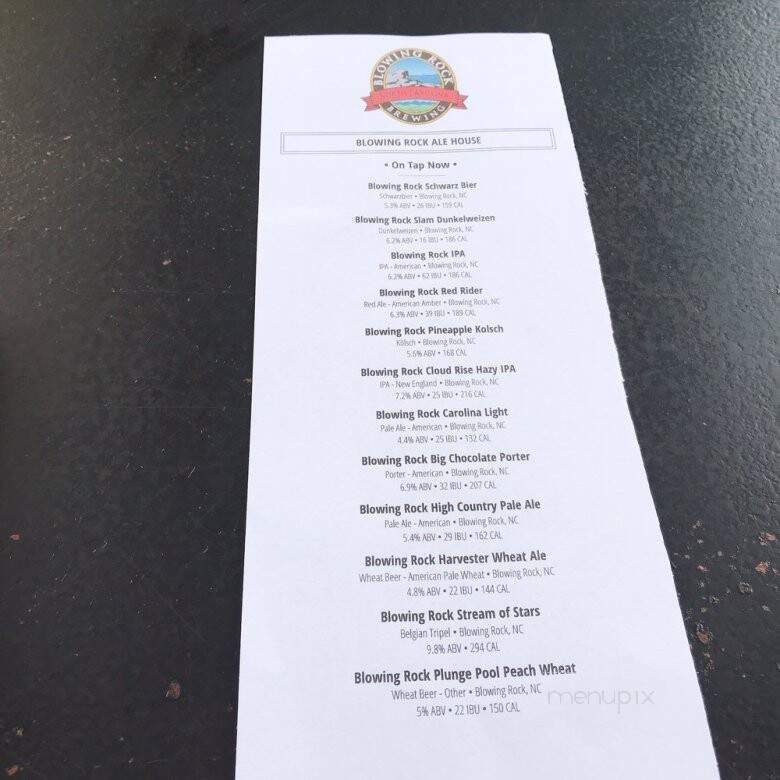 Blowing Rock Brewing Co. - Blowing Rock, NC menu_pic