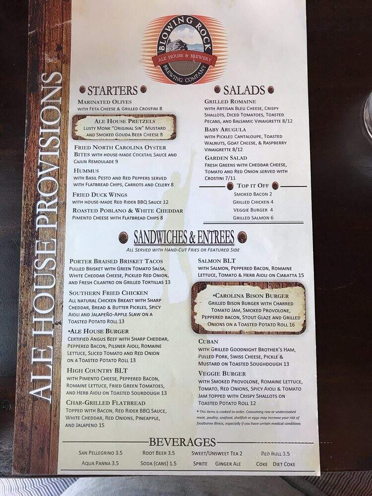 Blowing Rock Brewing Co. - Blowing Rock, NC menu_pic