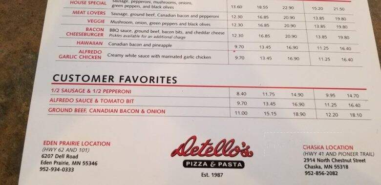 Detello's Pizza & Pasta - Chaska, MN