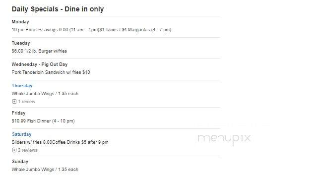 Just One More Tavern - Kirtland, OH menu_pic