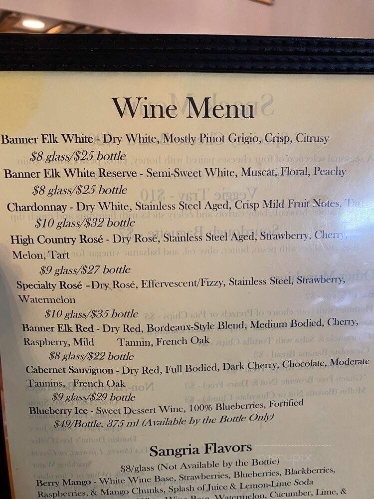 Banner Elk Winery & Villa - Banner Elk, NC menu_pic