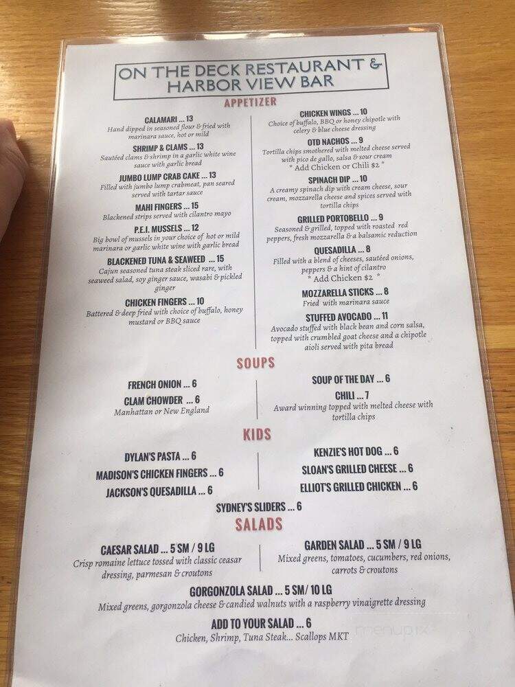 On The Deck Restaurant and Bar - Atlantic Highlands, NJ menu_pic