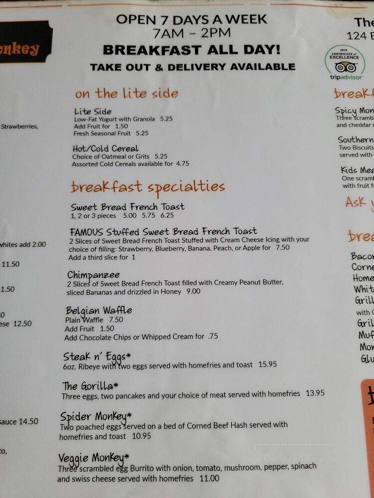 The Hungry Monkey - Newport, RI menu_pic