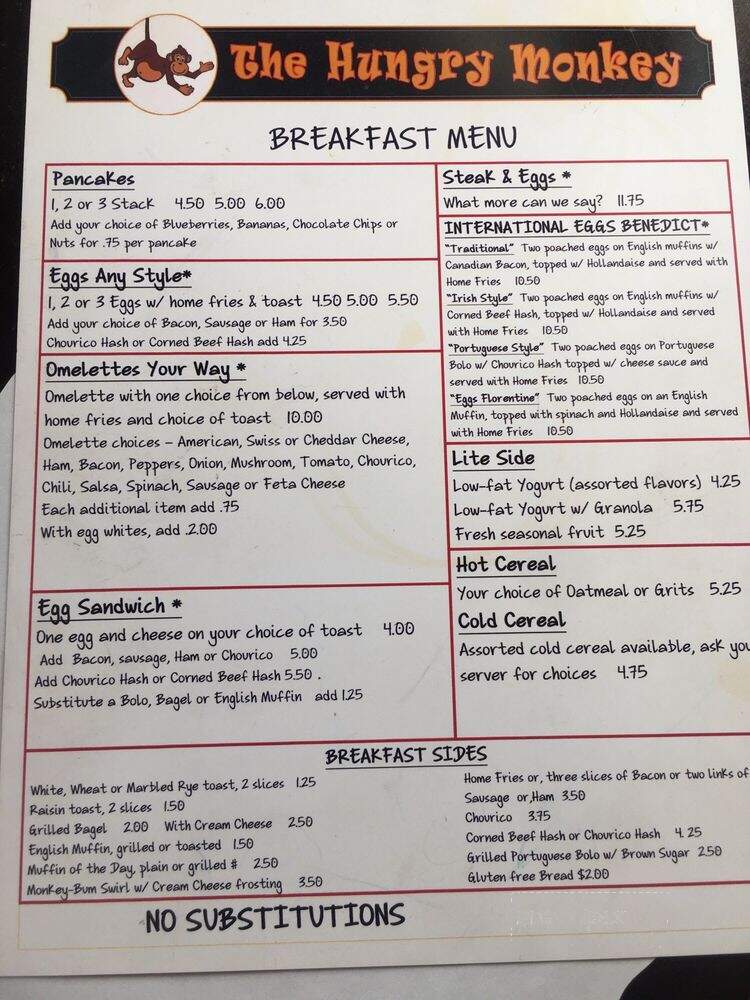 The Hungry Monkey - Newport, RI menu_pic