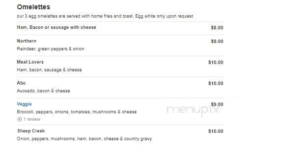 Sheep Creek Lodge - Willow, AK menu_pic