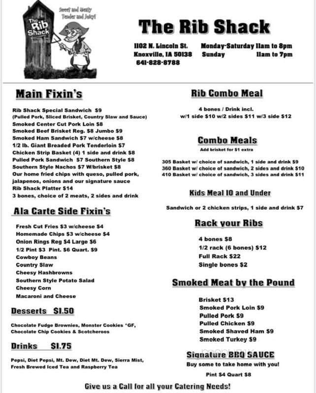Rib Shack - Knoxville, IA menu_pic