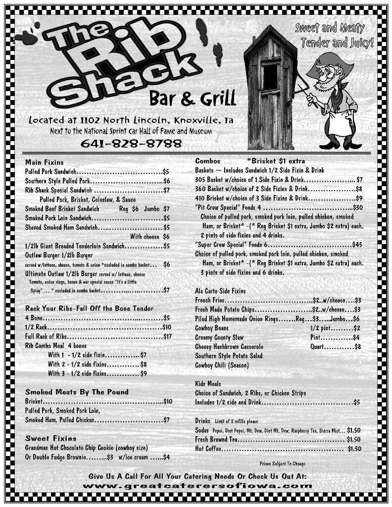 Rib Shack - Knoxville, IA menu_pic
