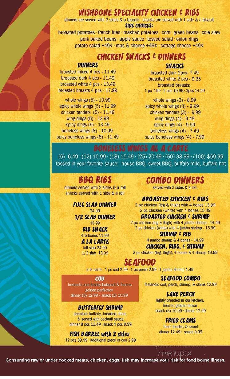 Wishbone Chicken & Ribs Restaurant - Allen Park, MI menu_pic
