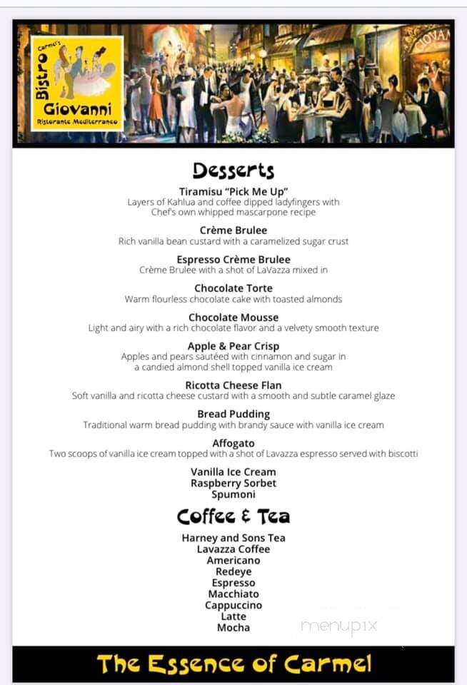 Carmel's Bistro Giovanni - Carmel-by-the-Sea, CA menu_pic