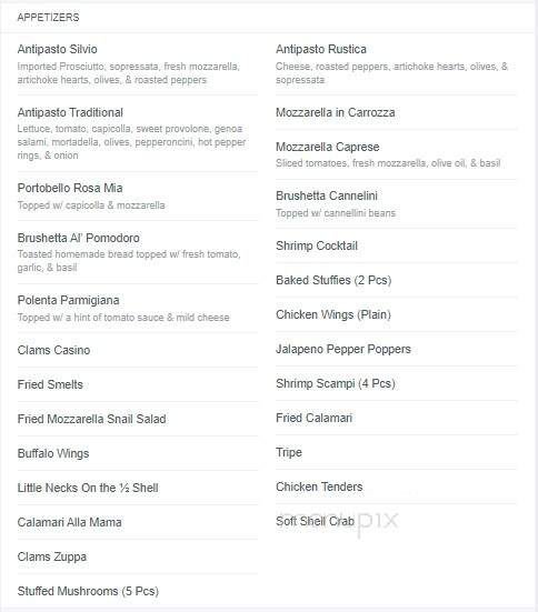Silvio's - Johnston, RI menu_pic