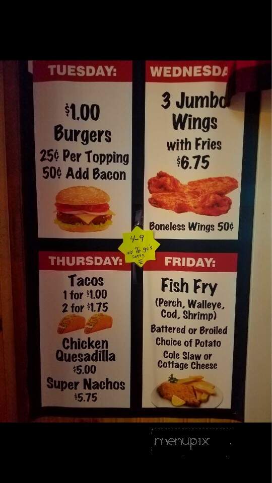 Black Bear Bar - Holcombe, WI menu_pic
