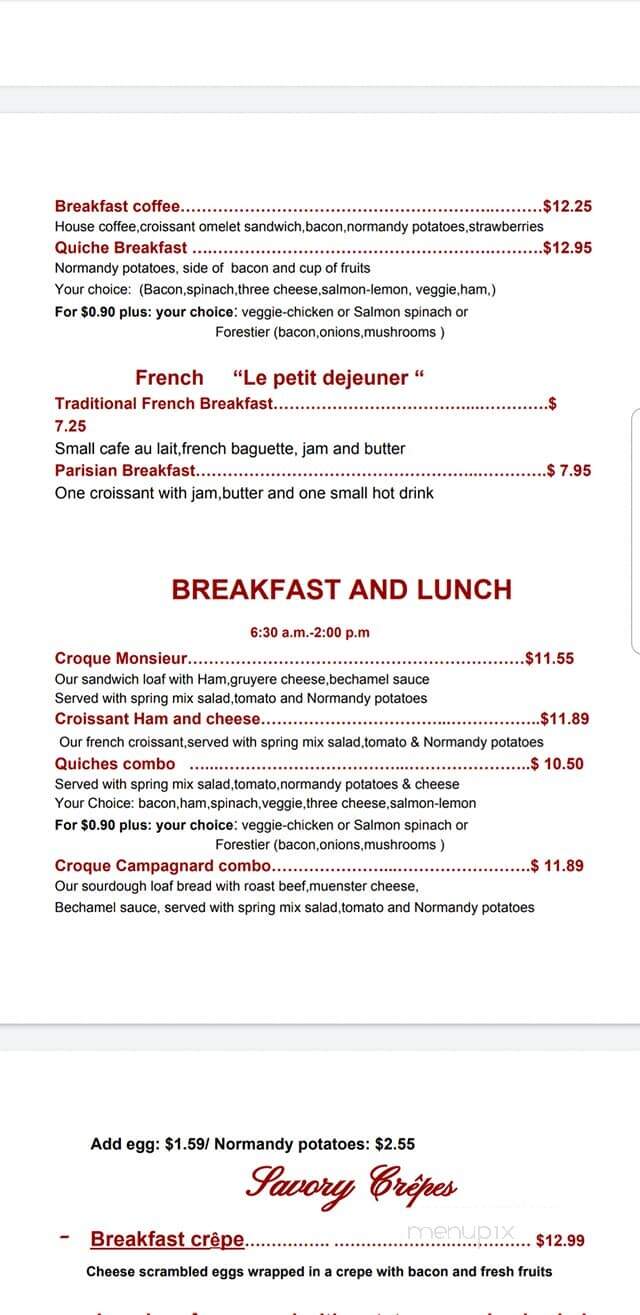 La Baguette de Normandy - French Bakery - Parker, CO menu_pic