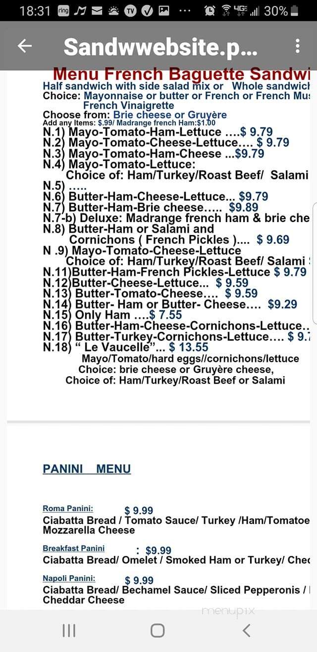 La Baguette de Normandy - French Bakery - Parker, CO menu_pic