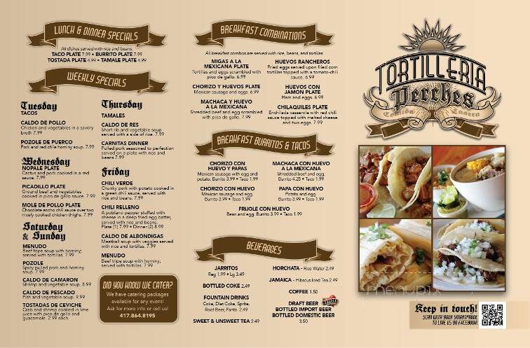 Tortilleria Perches - Springfield, MO menu_pic