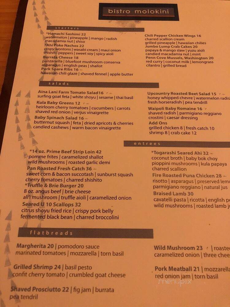 Bistro Molokini - Kihei, HI menu_pic