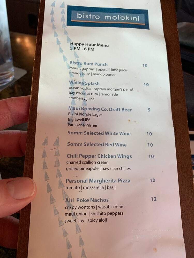 Bistro Molokini - Kihei, HI menu_pic
